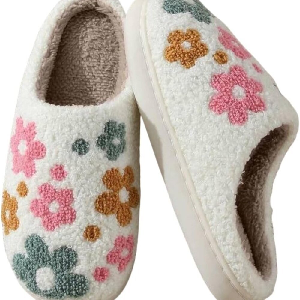 Memory Foam Slippers Winter Indoor Outdoor Fur Lined House Shoes for Women Men